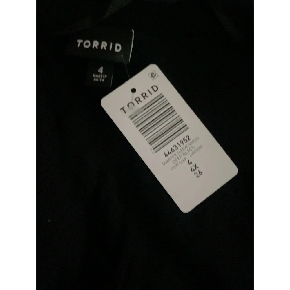 Torrid Black Pointelle Knit Open Front Dolman Sleeve Cardigan Size 4 NWT